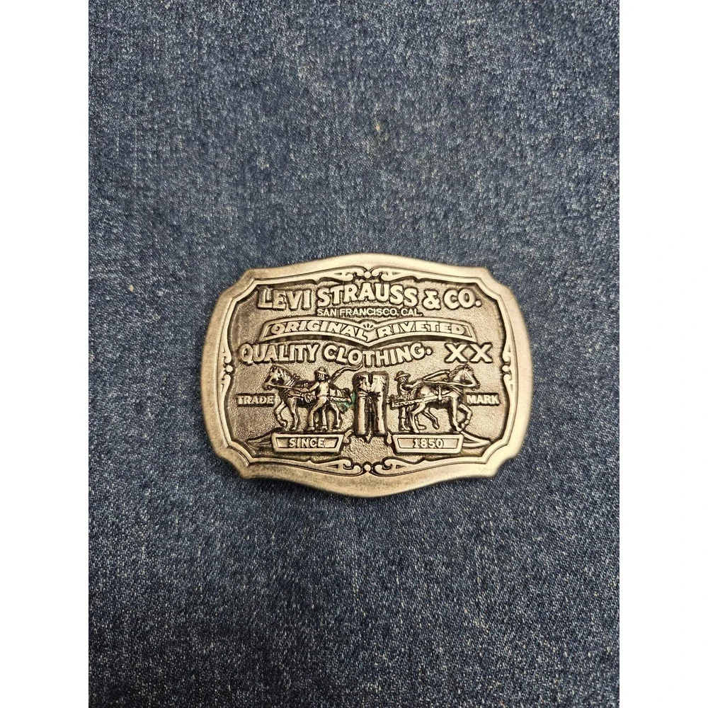 Vintage Levi Strauss Two Horse Brand Belt Buckle - Like New